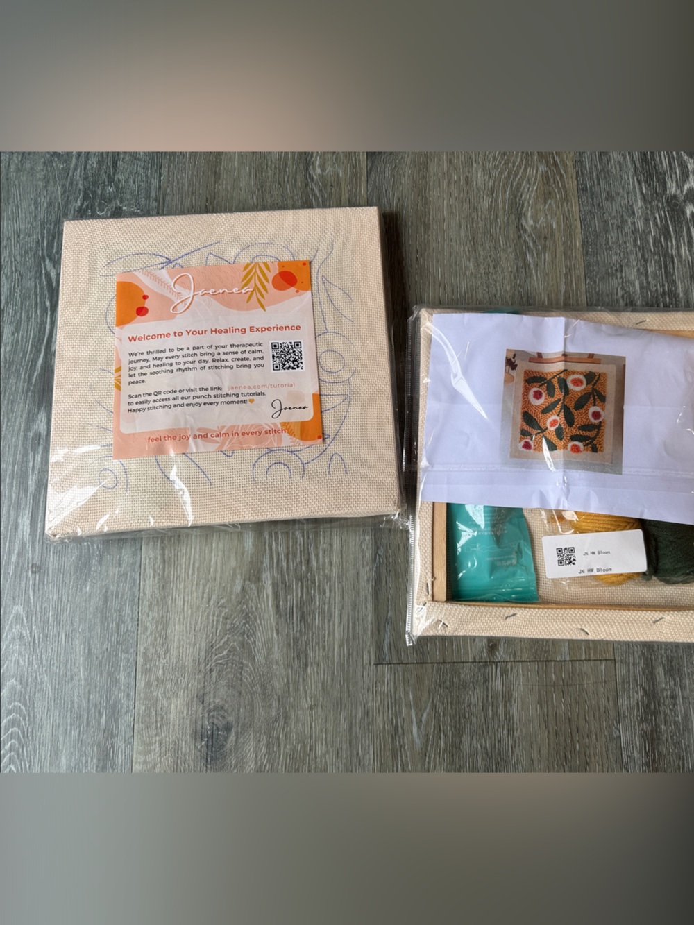 Set of Teo Cream Canvas Punch Needle Kit - Home Accents